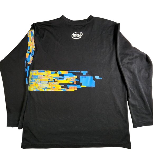 Intel Core 365 Mens Black Long Sleeve Shirt With 14nm Silicon Tech Graphic Desig - Picture 4 of 10